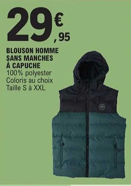 BLOUSON HOMME SANS MANCHES À CAPUCHE