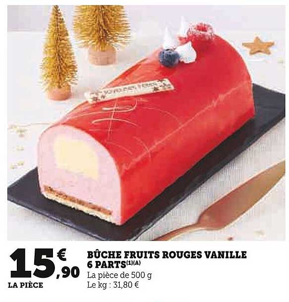 BÛCHE FRUITS ROUGES VANILLE 6 PARTS