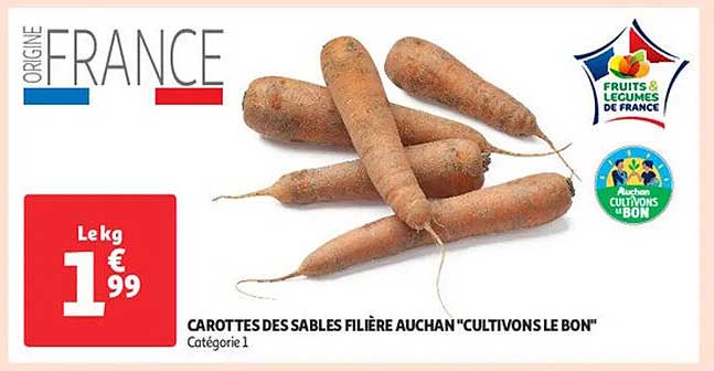 CAROTTES DES SABLES FILIÈRE AUCHAN "CULTIVONS LE BON"