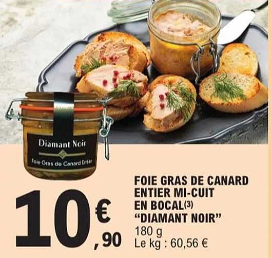 FOIE GRAS DE CANARD ENTIER MI-CUIT EN BOCAL "DIAMANT NOIR"