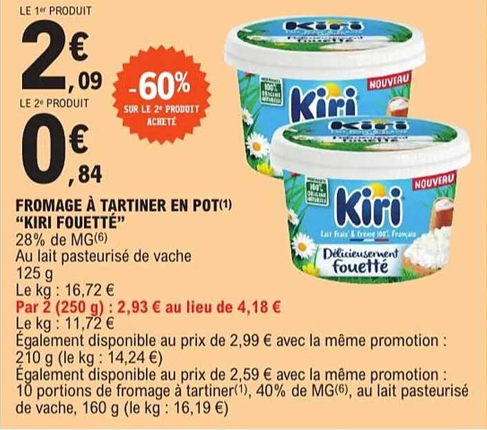 FROMAGE À TARTINER EN POT "KIRI FOUETTÉ"