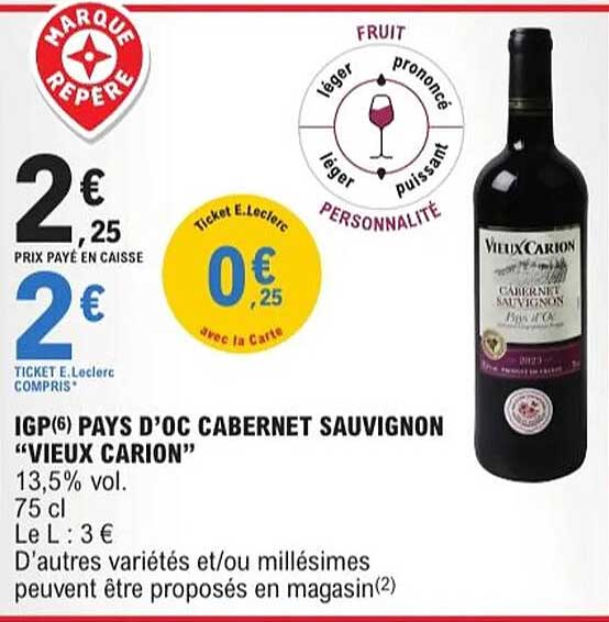 IGP(6) PAYS D'OC CABERNET SAUVIGNON "VIEUX CARION"