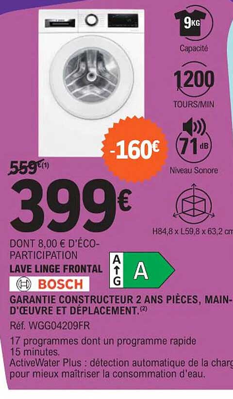 LAVE LINGE FRONTAL BOSCH