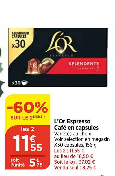 L’Or Espresso Café en capsules