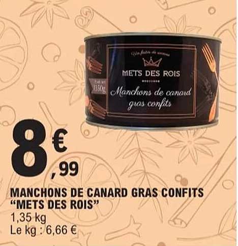 MANCHONS DE CANARD GRAS CONFITS "METS DES ROIS"