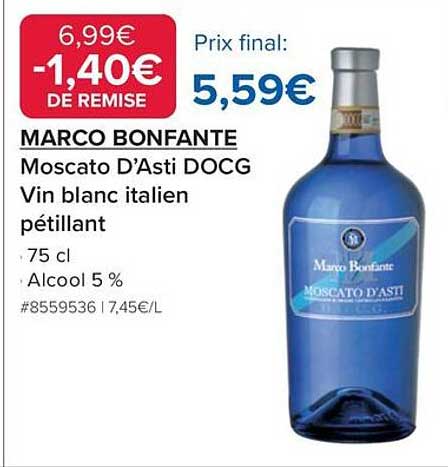 MARCO BONFANTE Moscato D’Asti DOCG Vin blanc italien pétillant