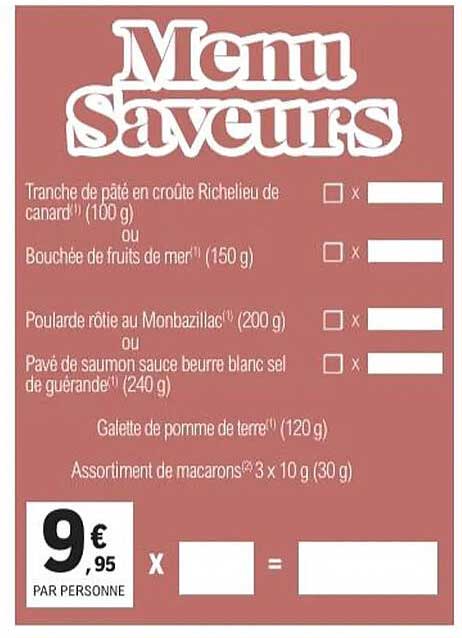 Menu Saveurs