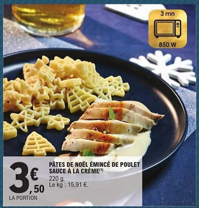 PÂTES DE NOËL ÉMINCÉ DE POULET SAUCE À LA CRÈME