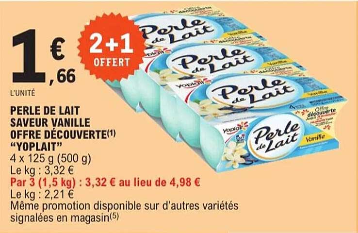 PERLE DE LAIT SAVEUR VANILLE OFFRE DÉCOUVERTE "YOPLAIT"