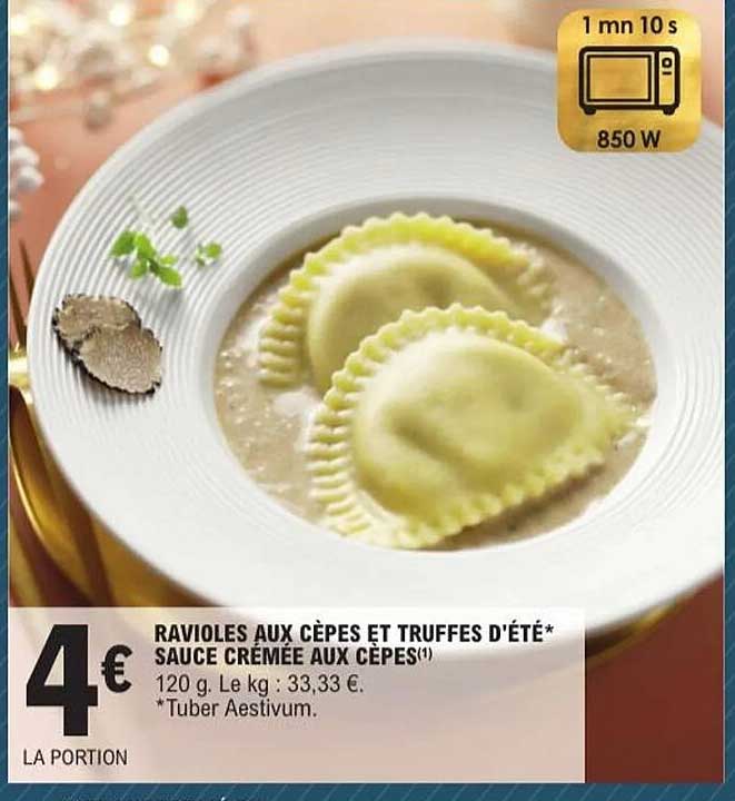 Ravioles aux cèpes et truffes d'été* sauce crémeuse aux cèpes