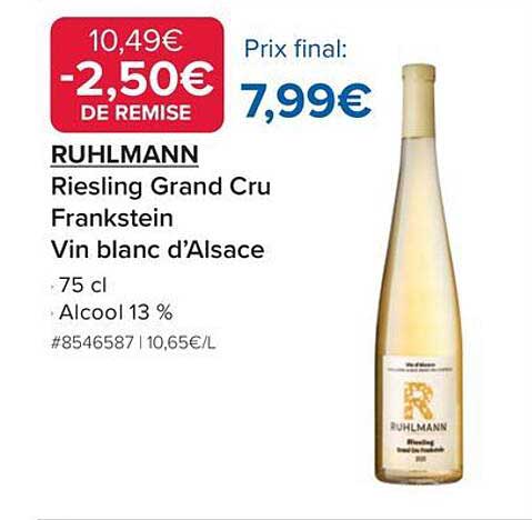 RUHLMANN Riesling Grand Cru Frankenstein Vin blanc d’Alsace