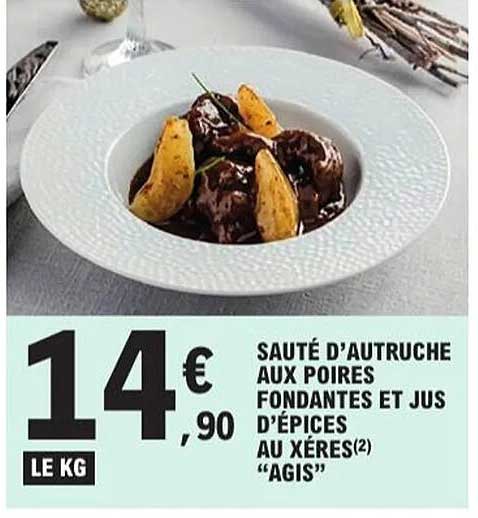 Sauté d'autruche aux poires fondantes et jus d'épices au xérès "Agis"