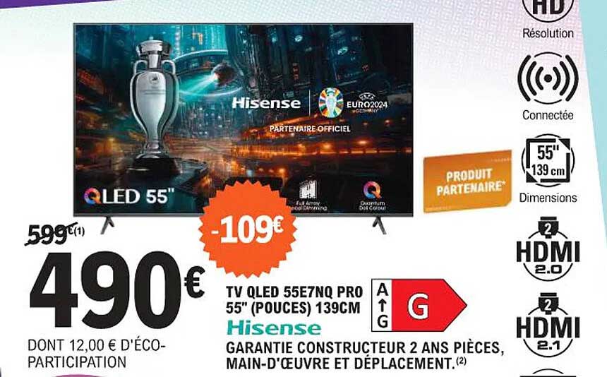 TV QLED 55E7NQ PRO 55" (POUCES) 139CM Hisense