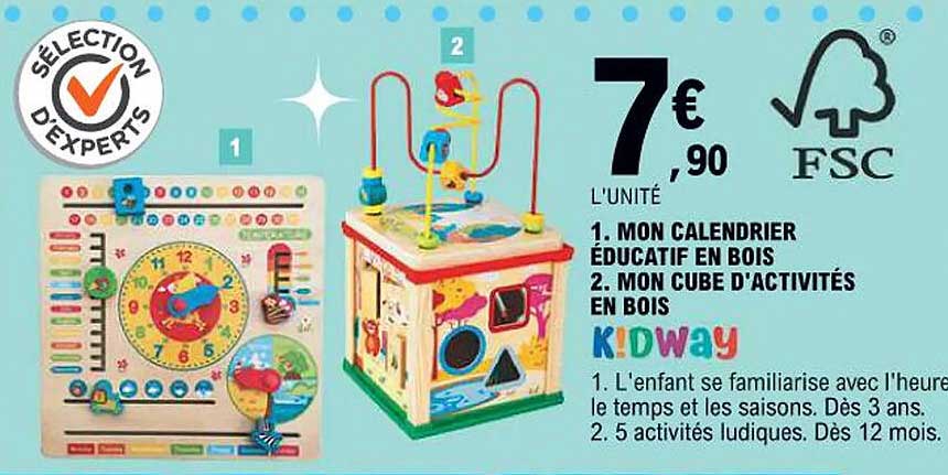 1. MON CALENDRIER ÉDUCATIF EN BOIS  
2. MON CUBE D'ACTIVITÉS EN BOIS