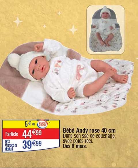 Bébé Andy rose 40 cm