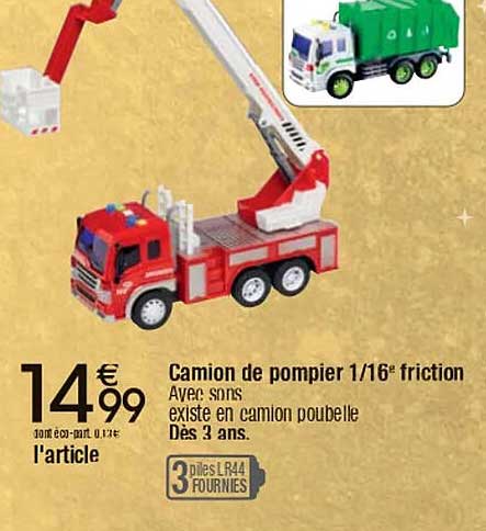 Camion de pompier 1/16° friction