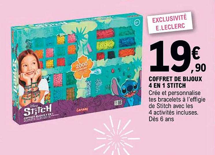 COFFRET DE BIJOUX 4 EN 1 STITCH