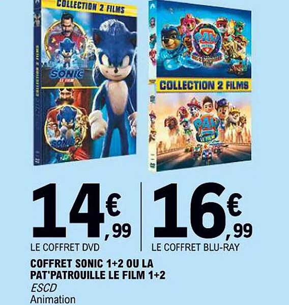 COFFRET SONIC 1+2 OU LA PAT'PATROUILLE LE FILM 1+2