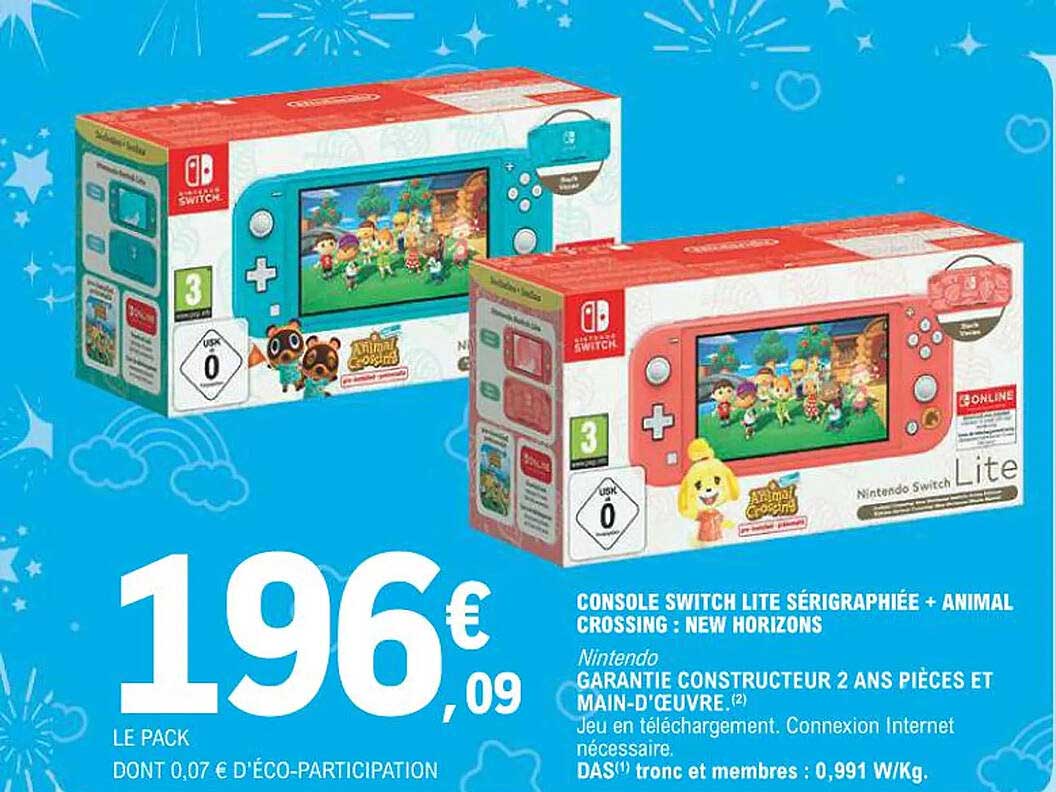 CONSOLE SWITCH LITE SÉRIGRAPHIÉE + ANIMAL CROSSING : NEW HORIZONS