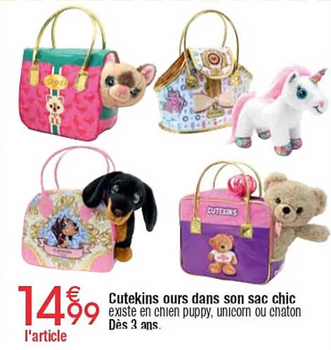 Cutekins ours dans son sac chic