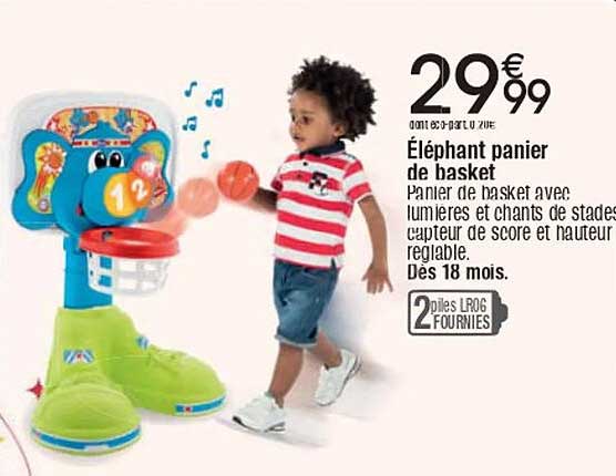 Éléphant panier de basket