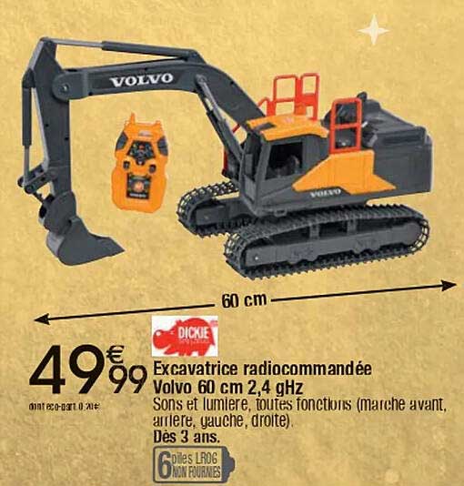 Excavatrice radiocommandée Volvo 60 cm 2,4 GHz