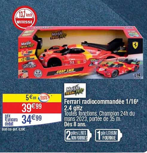 Ferrari radiocommandée 1/16è 2.4 ghz