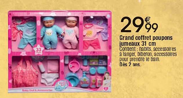 Grand coffret poupons jumeaux 31 cm