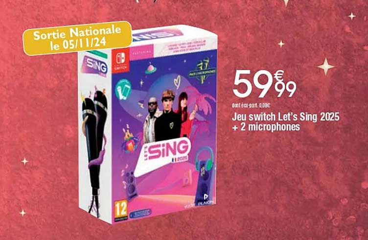 Jeu switch Let's Sing 2025 + 2 microphones