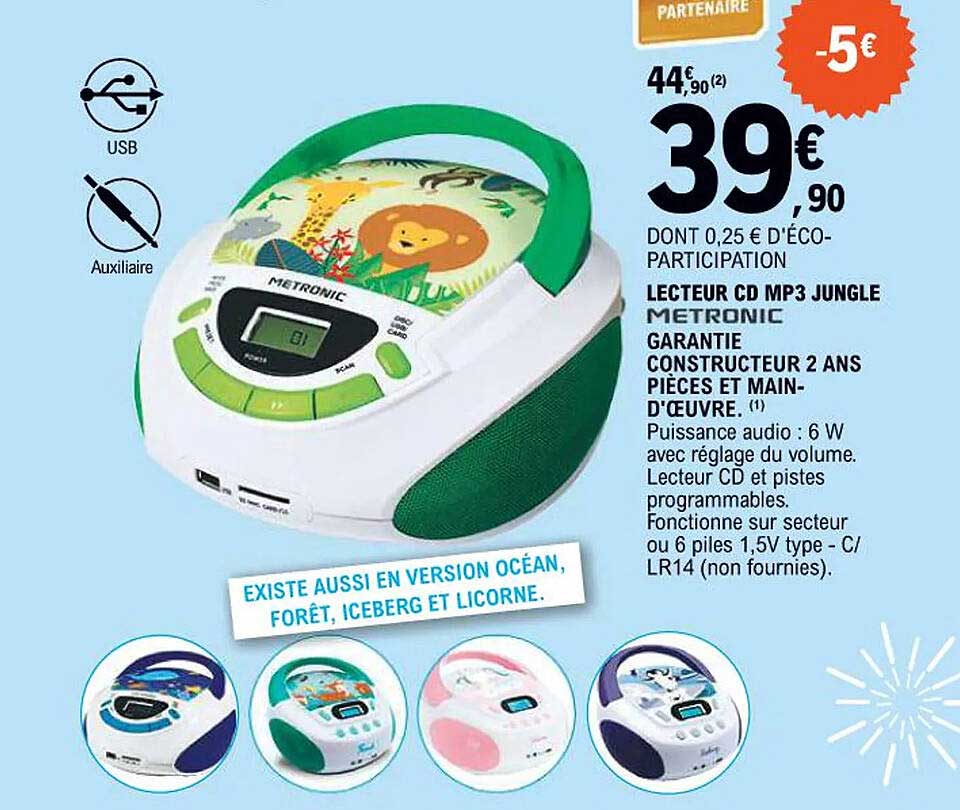 LECTEUR CD MP3 JUNGLE METRONIC