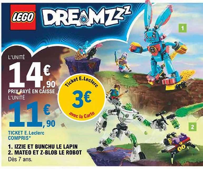 LEGO DREAMZzZ  
IZZIE ET BUNCHU LE LAPIN  
MATEO ET Z-BLOB LE ROBOT