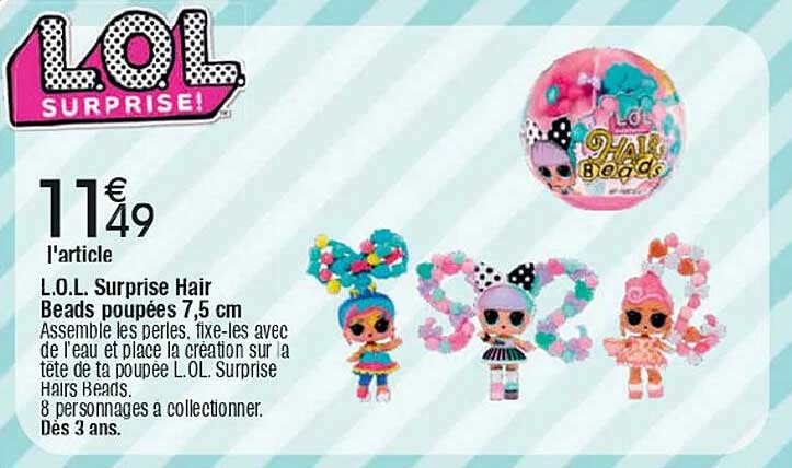 L.O.L. Surprise Hair Beads poupées 7,5 cm