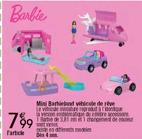 Mini Barbieland véhicule de rêve