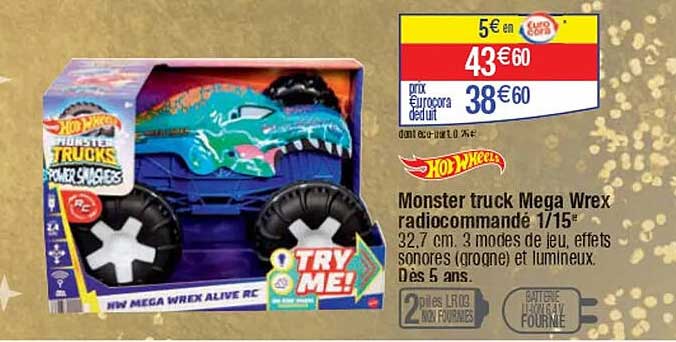 Monster truck Mega Wrex radiocommandé 1/15