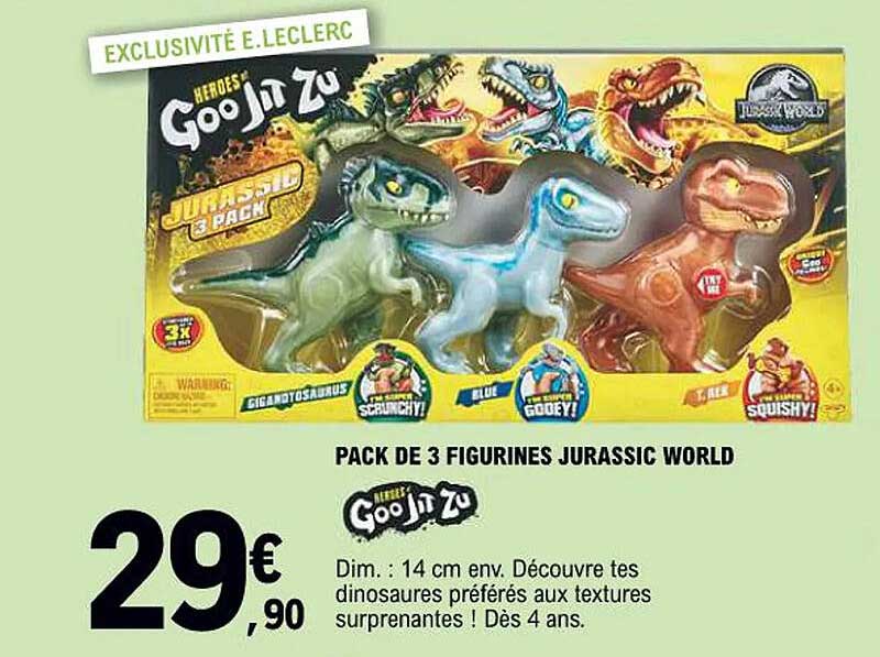 PACK DE 3 FIGURINES JURASSIC WORLD