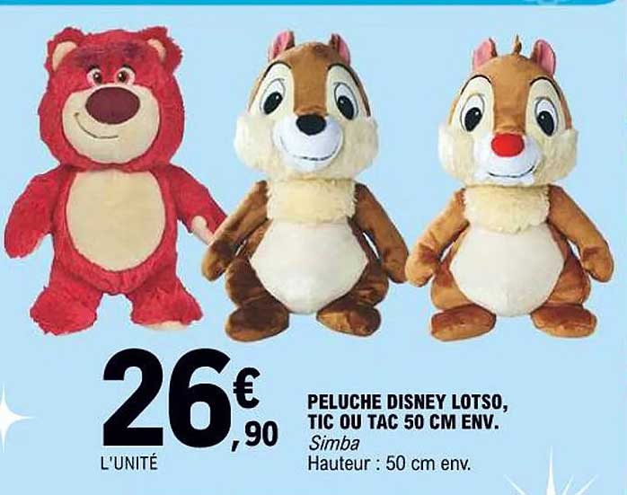 PELUCHE DISNEY LOTSO, TIC OU TAC 50 CM ENV.