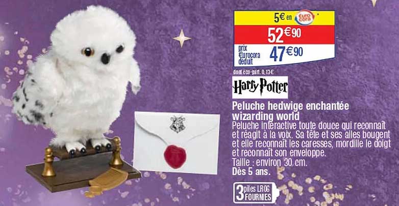 Peluche hedwige enchantée wizarding world