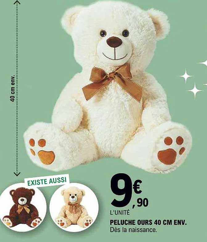 Peluche Ours 40 Cm Env. offre chez E.Leclerc