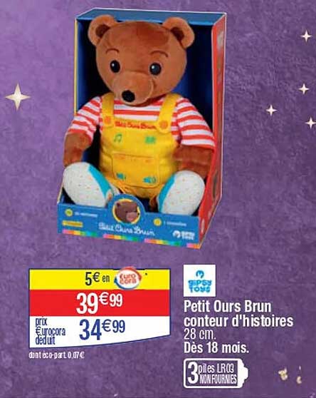 Petit Ours Brun conteur d'histoires 28 cm.