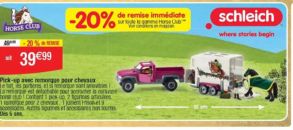 Pick-up avec remorque pour chevaux