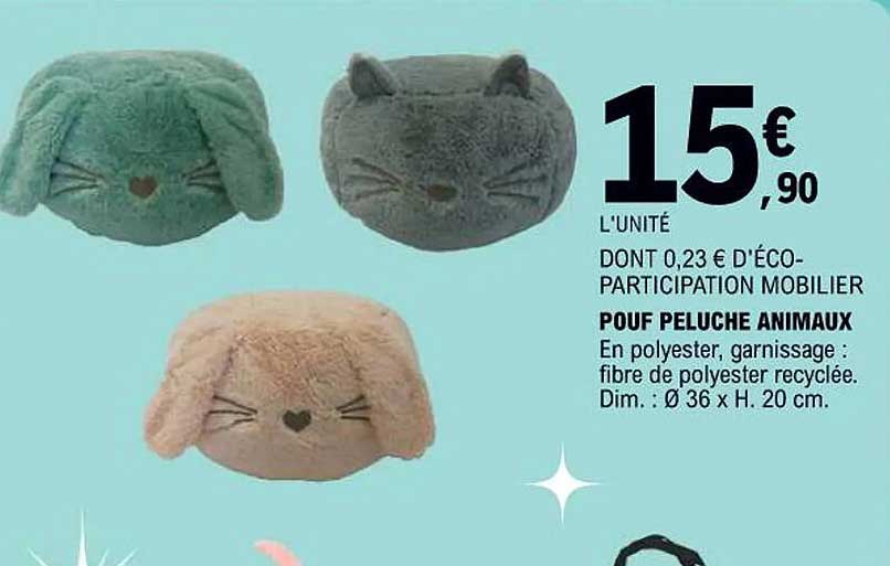 POUF PELUCHE ANIMAUX