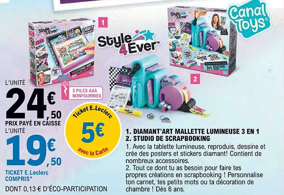 Style 4 Ever™ Diamant'Art Mallette lumineuse 3 en 1 Studio de scrapbooking