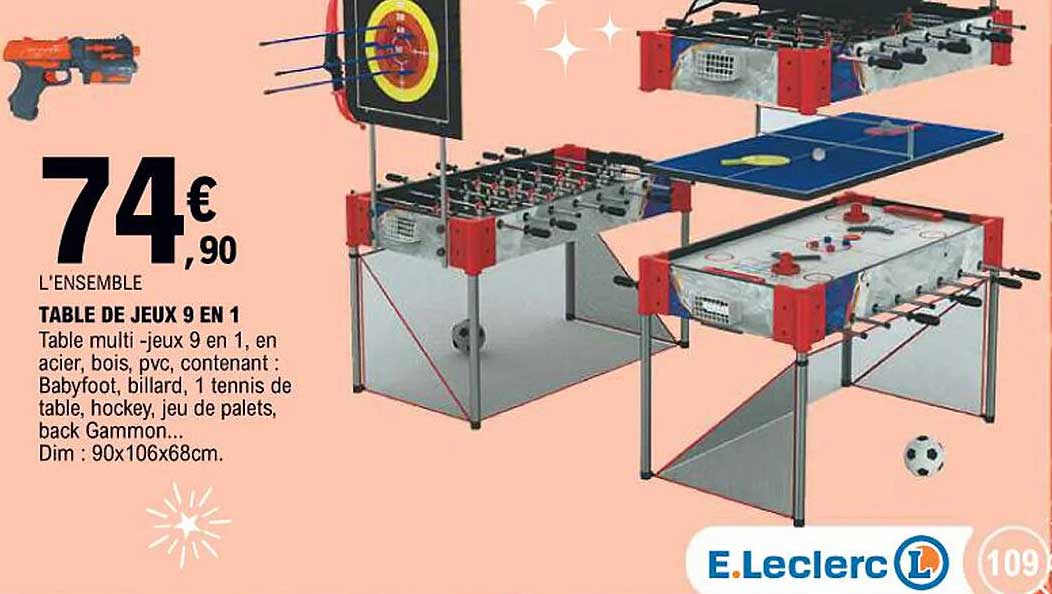 TABLE DE JEUX 9 EN 1