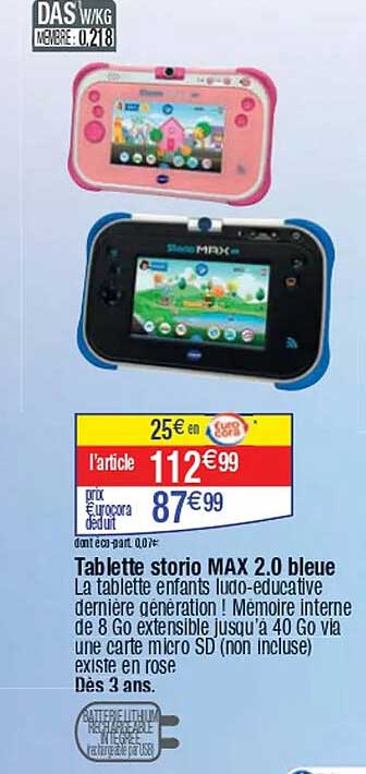 Tablette storio MAX 2.0 bleue