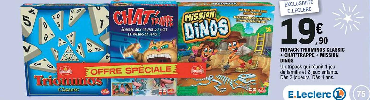 TRIPACK TRIOMINOS CLASSIC + CHAT'TRAPPE + MISSION DINOS