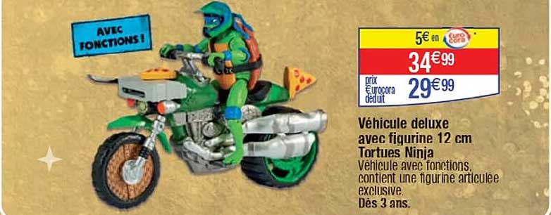 Véhicule deluxe avec figurine 12 cm Tortues Ninja