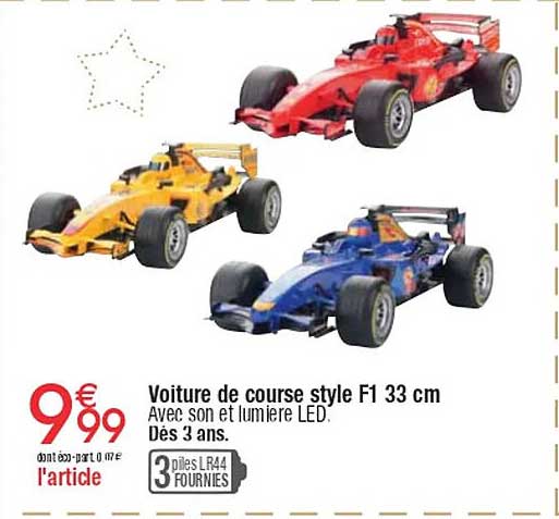 Voiture de course style F1 33 cm