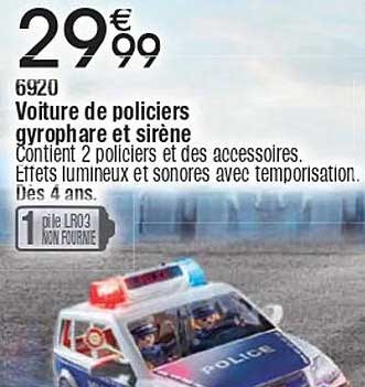 Voiture de policiers gyrophare et sirène