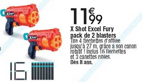 X Shot Excel Fury pack de 2 blasters