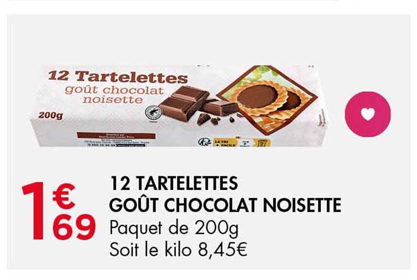 12 TARTELETTES GOÛT CHOCOLAT NOISETTE